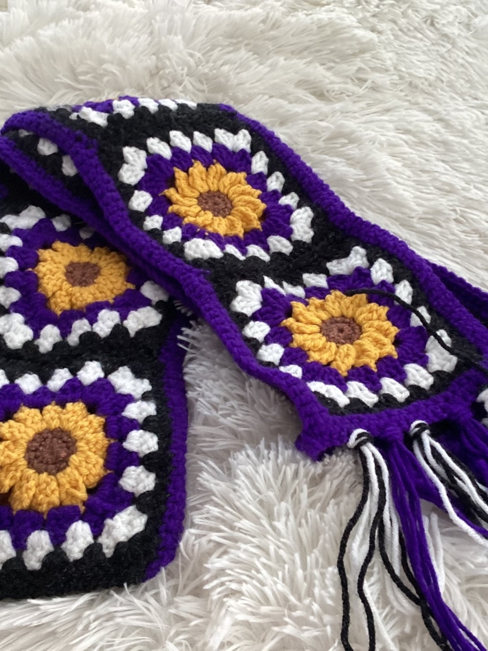 Unbranded Hand Made Scarf, Size 52 Inches, Color Purple Multi Color